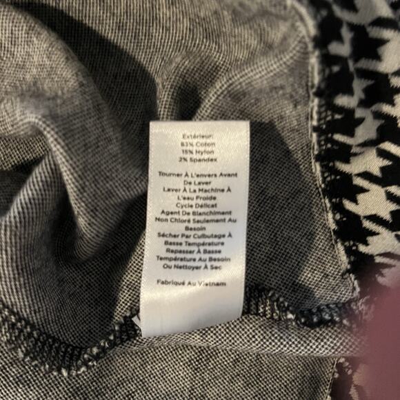 TALBOTS Houndstooth Knit Puff Sleeve Pearl Button Cuff Black White Top XS - Picture 8 of 8